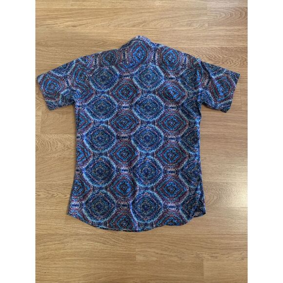 Jared Lang Shirt Men's Medium Short Sleeve Button Up Multicolor Geometric - Picture 4 of 7